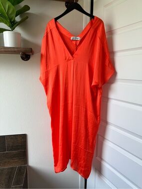 Carolina handmade Bright Orange V-Neck Tunic Dress